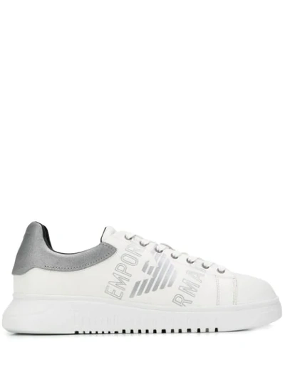 Shop Emporio Armani Logo Low-top Sneakers In White