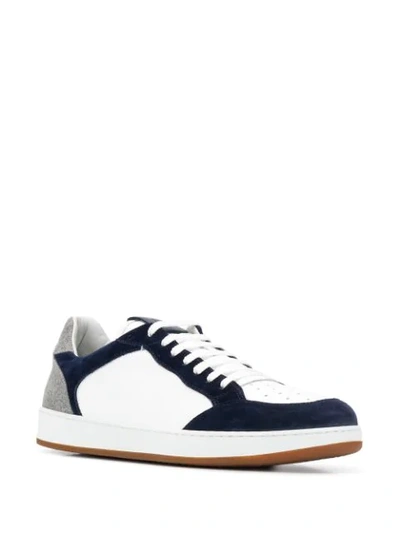 Shop Eleventy Two Tone Low Top Sneakers In White