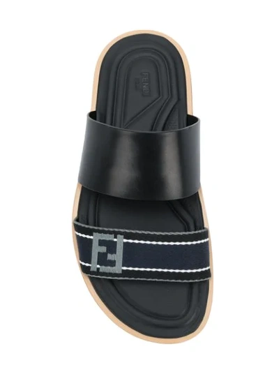 Shop Fendi Double Strap Sandals In Black