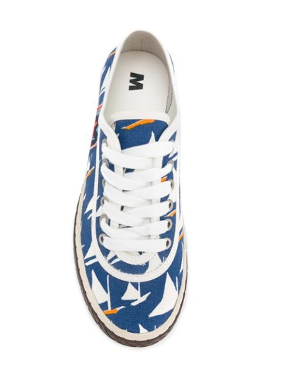 Shop Marni Sailboat Printed Sneakers In Blue