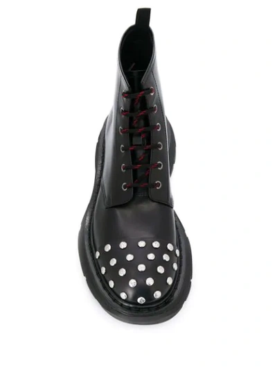 ALEXANDER MCQUEEN STUDDED LACE-UP BOOTS - 黑色