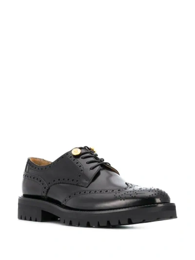 Shop Versace Medusa Embossed Button Brogues In Black