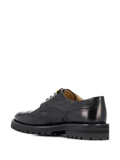 VERSACE MEDUSA EMBOSSED BUTTON BROGUES - 黑色