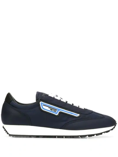 Shop Prada Low-top Lace-up Sneakers In Blue