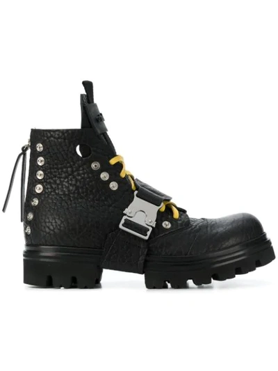 Shop Artselab Rollercoaster Buckle Cargo Boots - Black