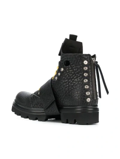 Shop Artselab Rollercoaster Buckle Cargo Boots - Black