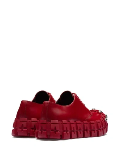 Shop Prada Studded Chunky Derby Shoes In Red