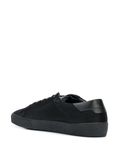 Shop Saint Laurent Court Classic Logo Embroidered Sneakers In Black