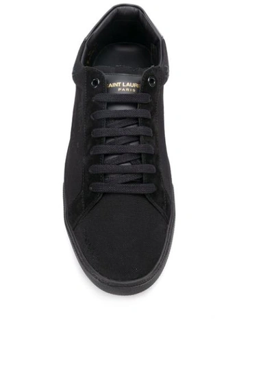 Shop Saint Laurent Court Classic Logo Embroidered Sneakers In Black