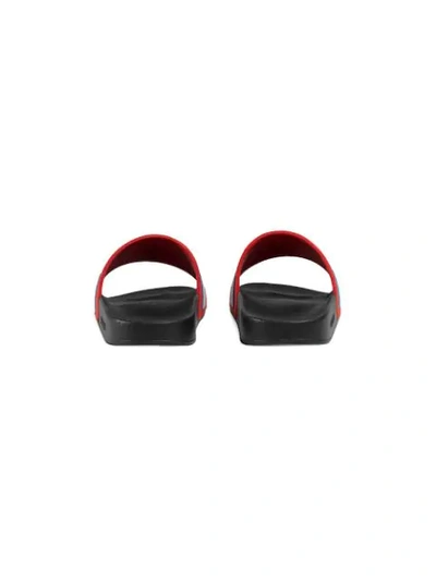 Shop Gucci Stripe Rubber Slide Sandals In 6562 Red