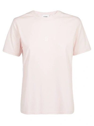 Shop Burberry Embroidered Logo Motif T In Pink