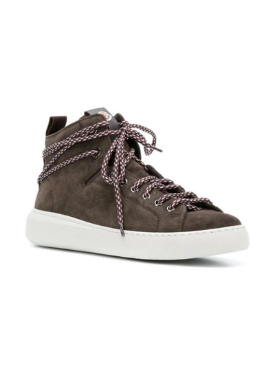 Shop Moncler Suede High Top Trainers - Brown