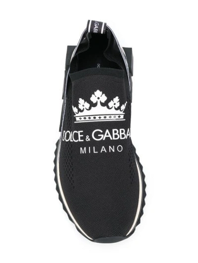 Shop Dolce & Gabbana Crown Print Sorrento Sneakers In Hnr18 Milano Fdo. Nero