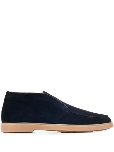 Shop Santoni Slip-on Suede Shoes In Blue
