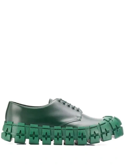 Shop Prada Chunky Derby Shoes In Green