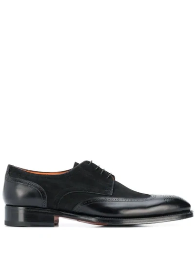 Shop Santoni Lace-up Brogue Shoes  In Black