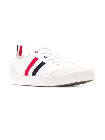Shop Thom Browne Striped Trimmed Sneakers In White
