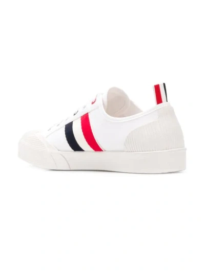 Shop Thom Browne Striped Trimmed Sneakers In White