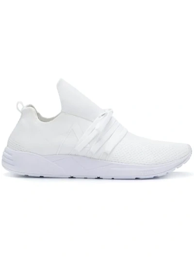 Shop Arkk Knit Style Low Top Sneakers In White