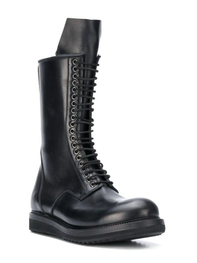 Shop Rick Owens Lace-up Combat Boots - Black