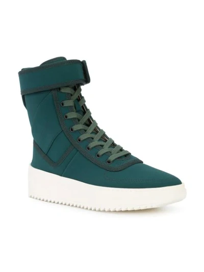 Shop Fear Of God Hi-top Ankle Strap Sneakers In Green