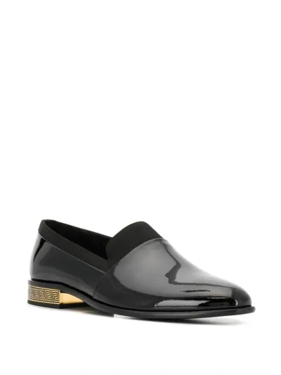 Shop Versace Contrast Leather Loafers In Black