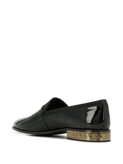 Shop Versace Contrast Leather Loafers In Black