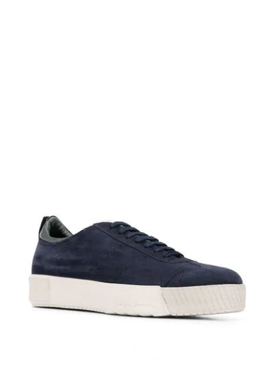 Shop Giorgio Armani Suede Lace-up Sneakers In Blue