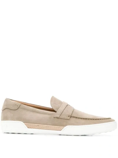 Shop Tod's Riviera Slip-on Shoes In Neutrals
