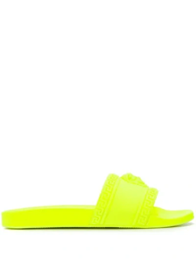 Shop Versace Palazzo Pool Slides In Yellow