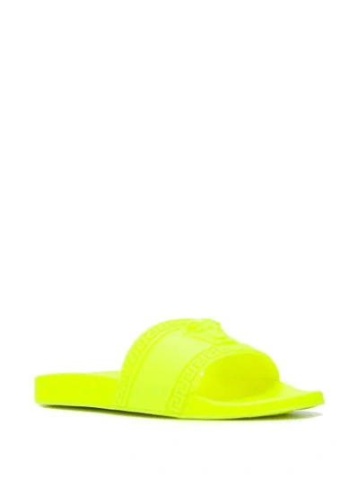 Shop Versace Palazzo Pool Slides In Yellow