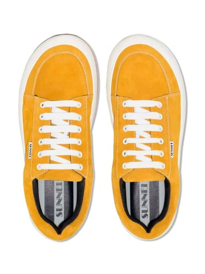 Shop Sunnei Yellow Dreamy Leather Sneakers