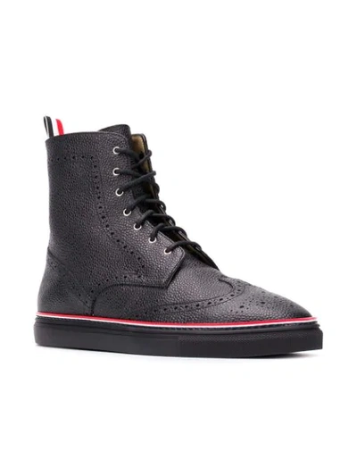 Shop Thom Browne Rubber Cupsole Wingtip Boot In Black