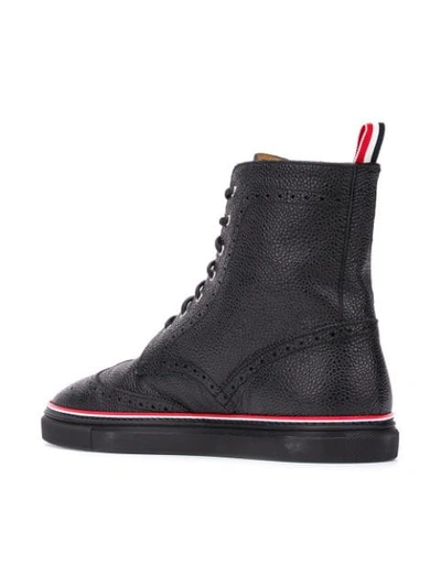 Shop Thom Browne Rubber Cupsole Wingtip Boot In Black