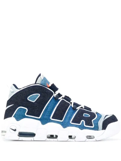 Shop Nike Air More Uptempo '96 Qs Denim Sneakers In Blue