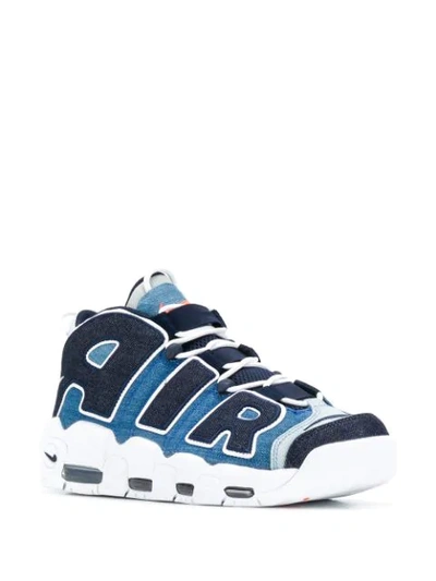 Shop Nike Air More Uptempo '96 Qs Denim Sneakers In Blue