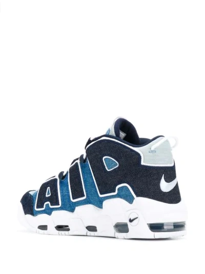 Shop Nike Air More Uptempo '96 Qs Denim Sneakers In Blue