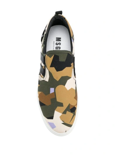 Shop Msgm Camouflage Slip-on Sneakers - Multicolour