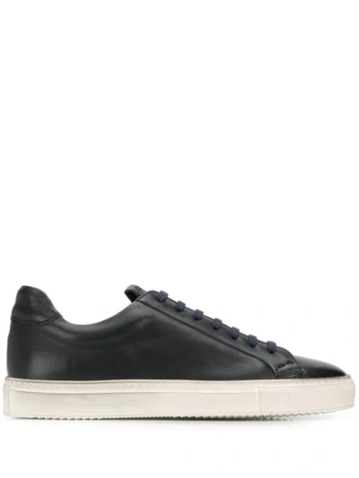 Shop Doucal's Contrasting Sole Lace-up Sneakers In Blue