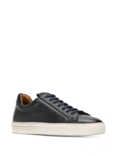 Shop Doucal's Contrasting Sole Lace-up Sneakers In Blue