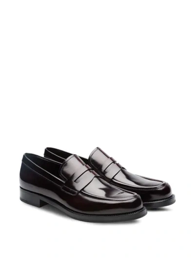 Shop Prada Classic Penny Loafers In Red
