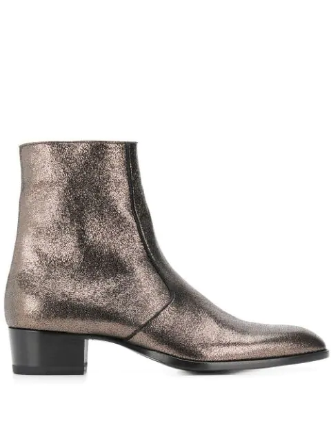 saint laurent metallic boots