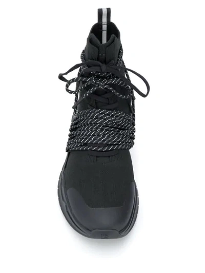 BALMAIN HIGH-TOP LACE SNEAKERS - 黑色