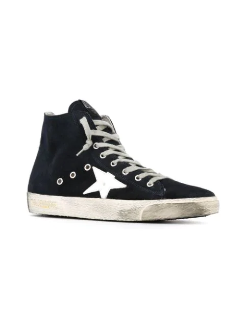 Golden Goose Navy Suede Superstar High-Top Sneakers In Blue | ModeSens