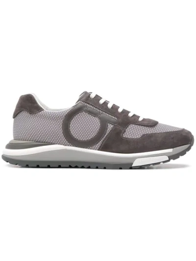 Shop Ferragamo Gancini Sneakers In Grey