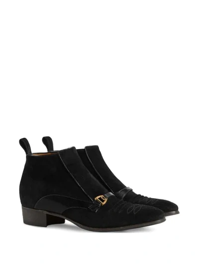 Shop Gucci Suede Ankle Boots In Black
