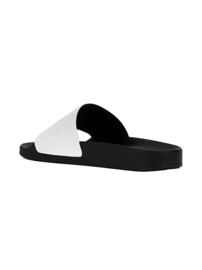 Shop Balmain Embossed Logo Slide Sandals In White