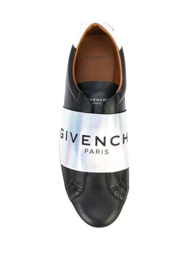 Shop Givenchy Contrasting Panel Logo Sneakers In Black ,silver