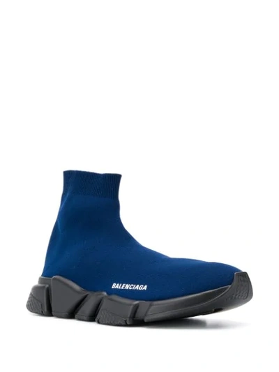 Shop Balenciaga Speed Knit Sneakers In Blue