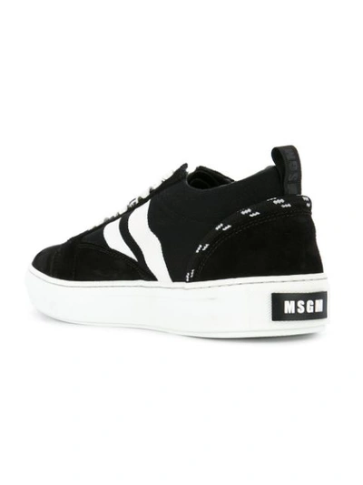 Shop Msgm Suede Striped Sneakers In Black
